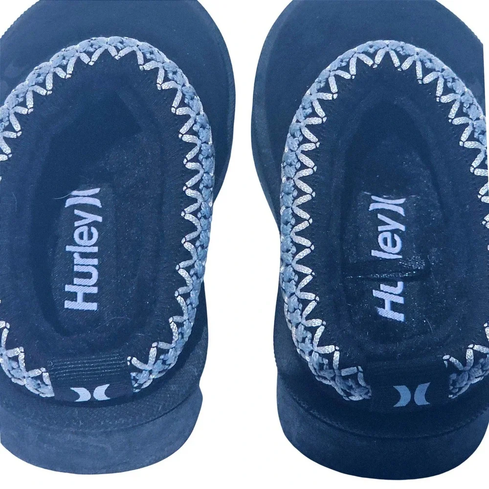 Hurley Kids Black Modi Slipper Boots Embroidered 6 Toddler Moccasin Fuzzy Cozy